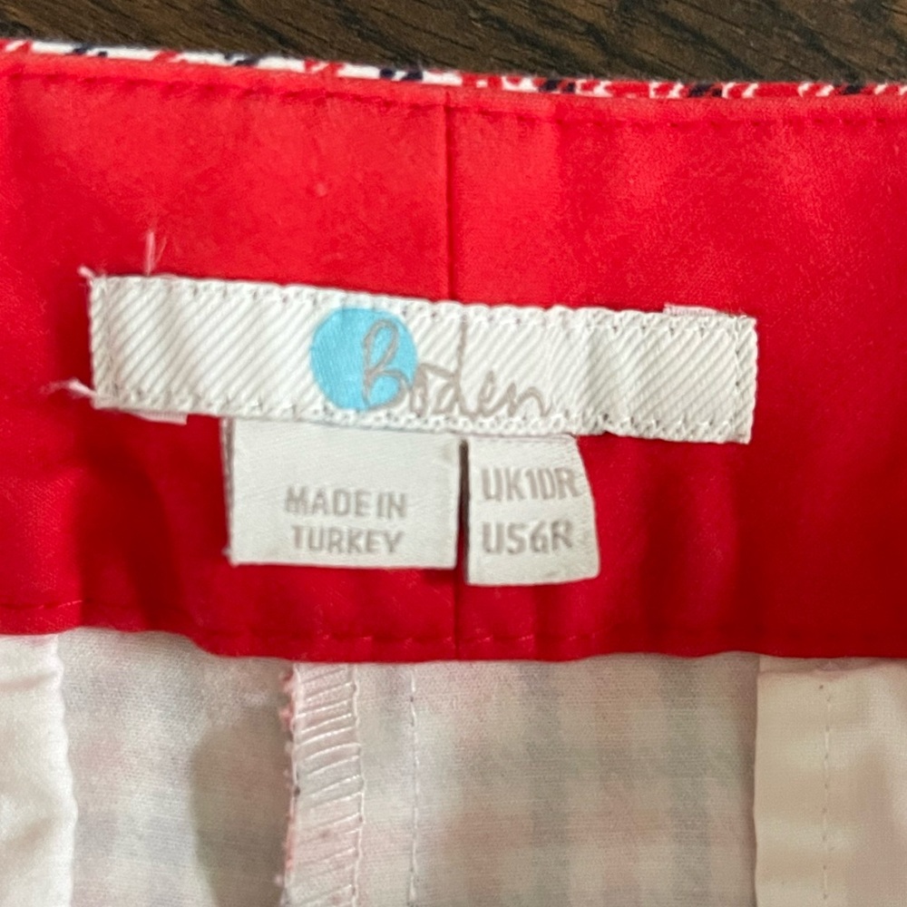 BODEN Richmond 7/8 Pants Red / Navy Houndstooth Stretch Ankle Length Pants Sz 6 - Picture 6 of 8